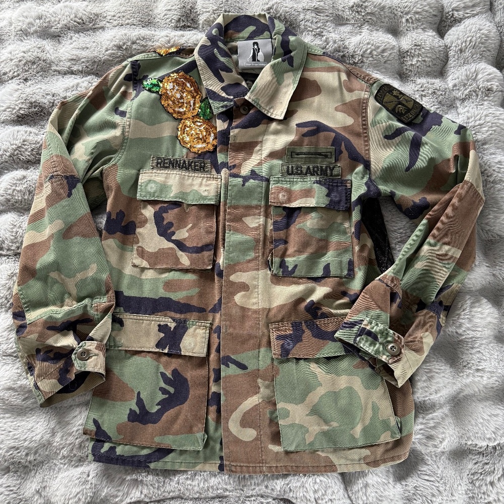 Upcycled Genuine Army Green Camo Jacket